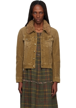 R13 Khaki Skinny Trucker Jacket