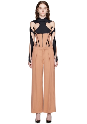 Mugler Tan Tailored Trousers & Corset Set