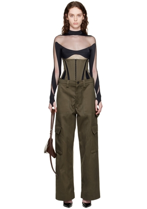 Mugler Khaki Cargo Trousers & Corset Set
