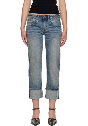 R13 Blue Cuffed Boy Straight Jeans