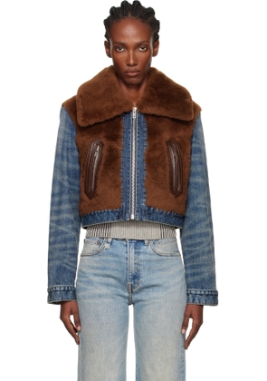 R13 Brown & Blue 'Denim Fur' Jacket