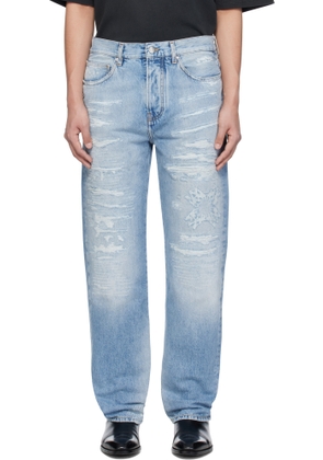 AMIRI Blue 'MA' Quad Repaired Straight Jeans