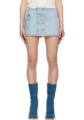 Andersson Bell Blue Apron Wrap Denim Miniskirt
