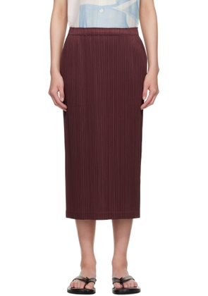 PLEATS PLEASE ISSEY MIYAKE Burgundy May Loop Bottoms Midi Skirt