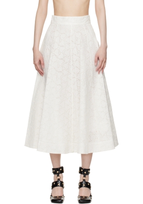 ZIMMERMANN White Crush Embroidered Midi Skirt