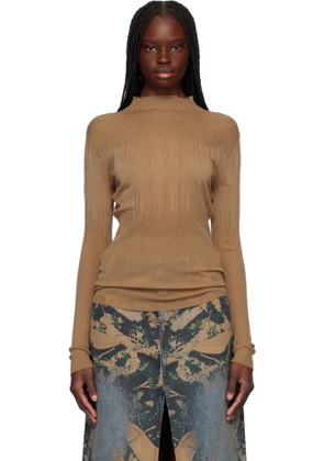 Feng Chen Wang Taupe Transparent Sweater