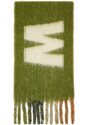 Marni Green Striped Logo Scarf