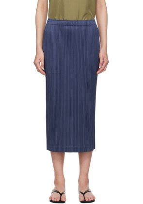 PLEATS PLEASE ISSEY MIYAKE Navy May Loop Bottoms Midi Skirt