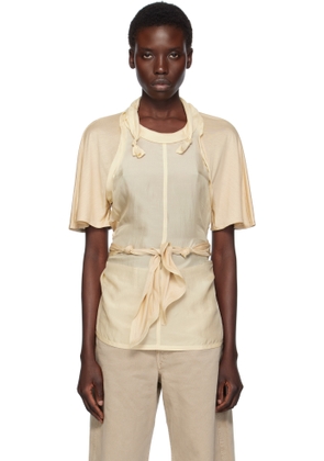 LEMAIRE Beige Mixed Fabric Knotted Blouse