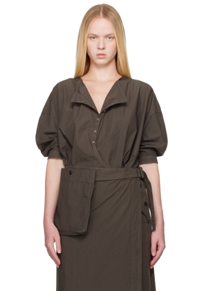 LEMAIRE Brown Short Sleeve Twisted Shirt