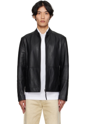 Hugo Black Slim-Fit Leather Jacket
