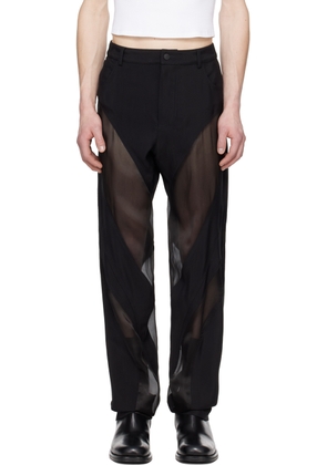 Mugler Black Semi-Sheer Trousers
