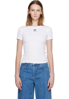 Marine Serre White Moon Logo Ribbed Jersey Baby Fit T-shirt