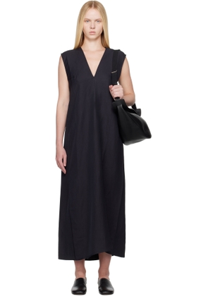 Studio Nicholson Navy Lise Linen Midi Dress
