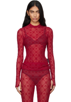 Marine Serre Red Moonogram Mesh Flock T-shirt