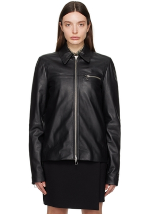 Sportmax Black Gel Leather Jacket