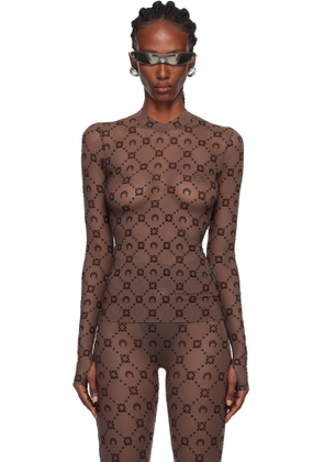 Marine Serre SSENSE Exclusive Brown Flock Second Skin Highneck Top