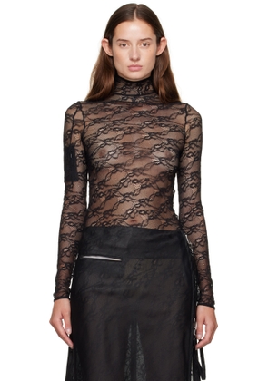 Courrèges Black Lace Mockneck Top