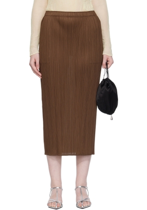 PLEATS PLEASE ISSEY MIYAKE Brown New Colorful Basics 4 Midi Skirt