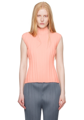 PLEATS PLEASE ISSEY MIYAKE Pink Rib Knit Top