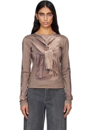 Marine Serre Beige Trompe-L'Oeil Knit Jersey LS T-shirt