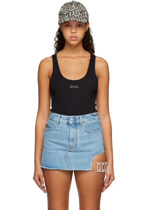 GCDS Black Scoop Neck Bodysuit