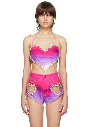 AREA Pink Ombre Denim Tank Top