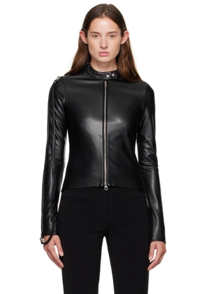 Courrèges Black Zipped Biker Faux-Leather Top