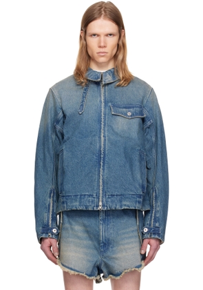 Random Identities Blue Washed Zipped Denim Jacket
