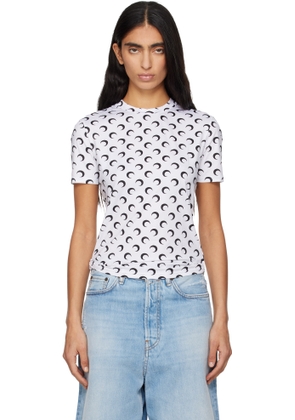 Marine Serre White Recycled Moon Jersey Second Skin Short Sleeves T-shirt