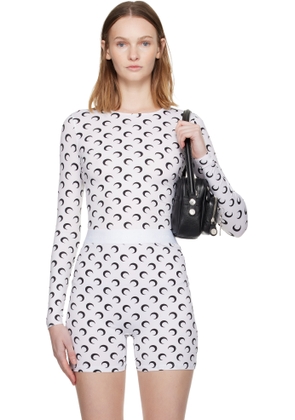 Marine Serre White Recycled Moon Jersey Second Skin Crewneck T-shirt