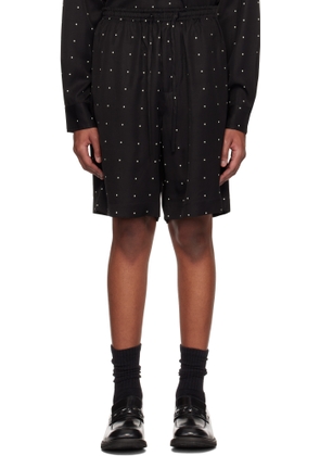 Róhe Black Dotted Elasticated Shorts
