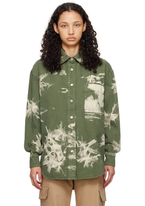 MSGM Green Bleach Denim Shirt