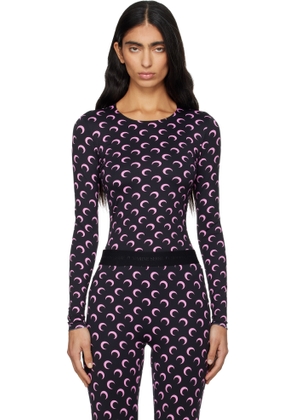 Marine Serre Black Recycled Moon Jersey Long Sleeve T-shirt