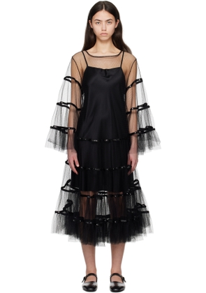 Bode Black Swan Midi Dress