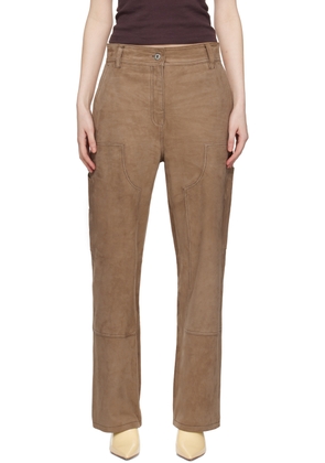 Stand Studio Tan Rosalia Suede Pants