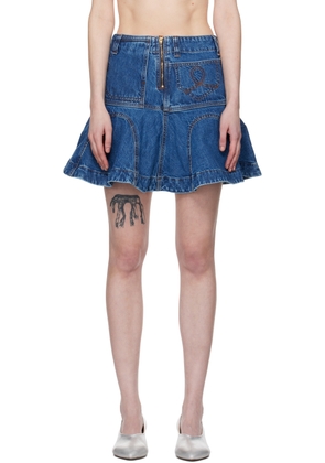 Edward Cuming Blue Godet Denim Miniskirt