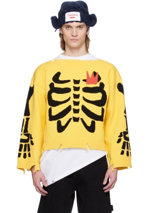 Charles Jeffrey LOVERBOY Yellow Graphic Slash Sweater