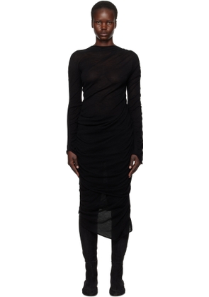 ISSEY MIYAKE Black Ambiguous Wool Midi Dress