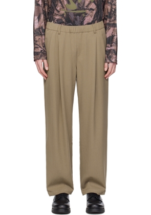 Dime Tan Pleated Twill Trousers