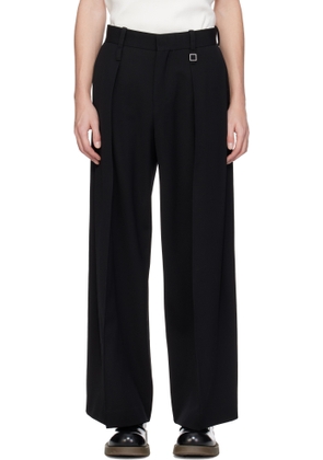 WOOYOUNGMI Black Two Tuck Wide Trousers