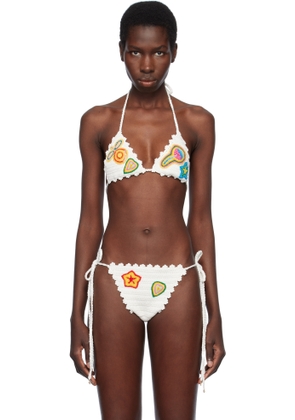 Casablanca White Motif Crochet Bikini Top