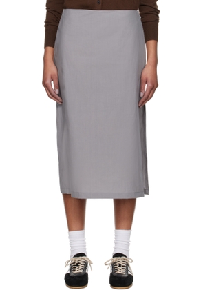 Rier Gray Popeline Midi Skirt