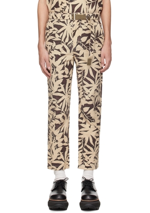 sacai Beige & Brown Printed Trousers