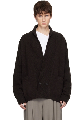 SOSHIOTSUKI Brown Shawl Collar 2B Knit Cardigan