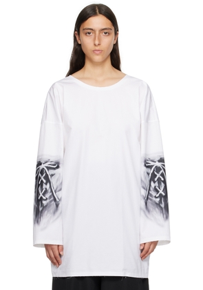 We11done White Raw Edge Long Sleeve T-Shirt