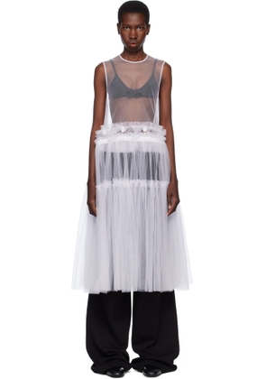 Noir Kei Ninomiya White Nylon Tulle Midi Dress