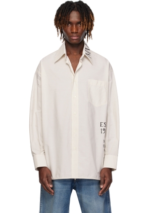 MM6 Maison Margiela Off-White Asymmetric Striped Poplin Shirt