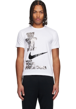 Black Comme des Garçons White Nike Edition Printed T-shirt