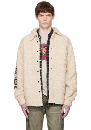 COÛT DE LA LIBERTÉ Off-White Tommy Sherpa Embellished Wool Overshirt